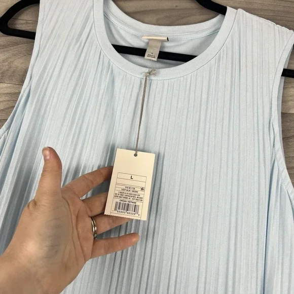 A New Day Maxi Dress Womens Large Blue Ribbed Sleeveless Round Neck Lagenlook - Picture 9 of 15